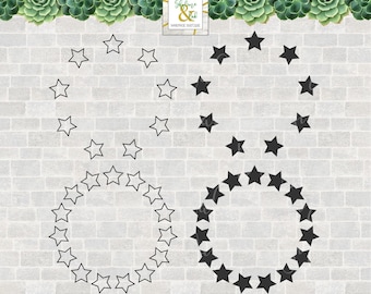 Star Circle Frame SVG Bundle | Star Monogram Frame SVG | Star Wreath SVG | 4th of July Svg | Patriotic Svg | Cut Files for Cricut