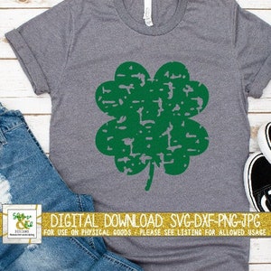 Distressed Shamrock SVG | Grunge Shamrock SVG | St Patricks Day SVG | Shamrock Svg - Png - Dxf | St Patty&#39;s Svg | Distressed Cut File