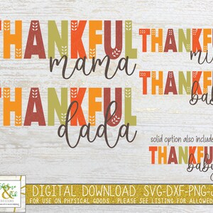 Thankful Mama Dada Mini Baby SVG PNG | Thankful Family Svg Png | Family Matching Svg | Thankful Svg Bundle | Thanksgiving Family Svg Png Dxf