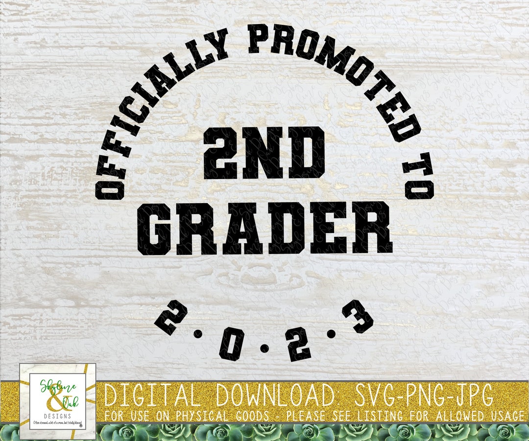 Officially Promoted to 2nd Grader SVG PNG Second Grade SVG - Etsy Australia