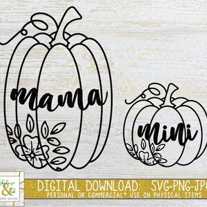 Mama and Mini Pumpkin SVG | Mama and Me SVG | Fall SVG | Mama Svg | Mini Svg | Halloween Svg | Floral Pumpkin Svg | Patterned Pumpkin Svg