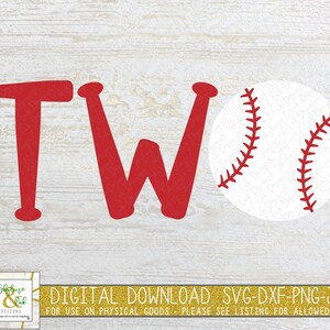 Puede incluir: Un bate de béisbol rojo en forma del número dos con una pelota de béisbol blanca a su lado. El fondo es una veta de madera blanca.
