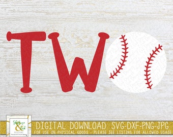 Two Baseball SVG - 2nd Birthday SVG - Baseball SVG - Second Birthday Svg - Baseball Toddler Svg - Word Art Svg - Baseball Life -Cut File-Png