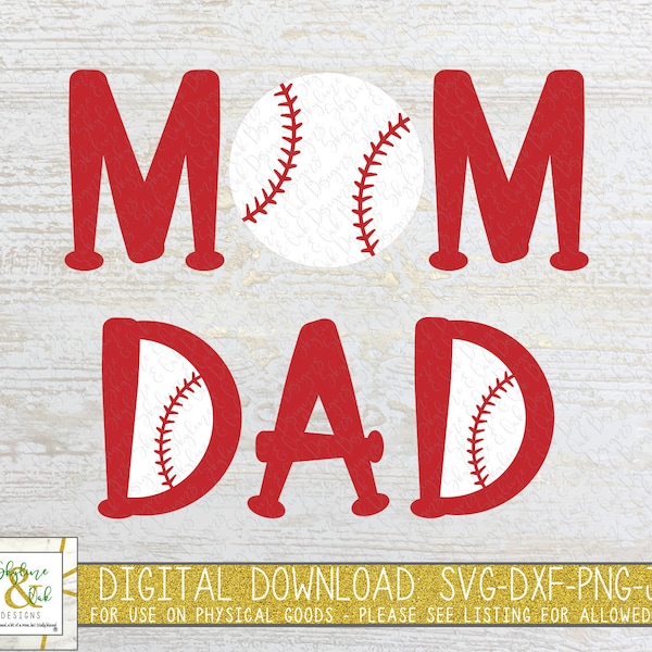 Baseball Mom and Dad Png - Etsy