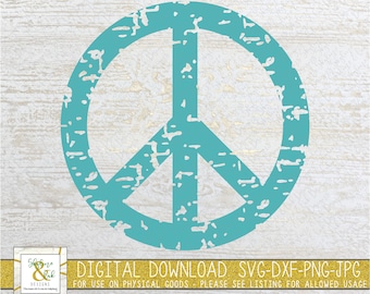 Distressed Peace Sign SVG | Grunge Peace Sign Svg | Peace Sign Svg | Peace Cut File | Svg Cut File for Cricut | DXF | PNG | Digital Download