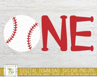 One Baseball SVG - 1st Birthday SVG - Baseball SVG - First Birthday Svg - Baseball Toddler Svg - Word Art Svg - Baseball Life -Cut File-Png