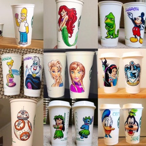Hand Drawn Starbucks Reusable Cups Your choice of character s image 9