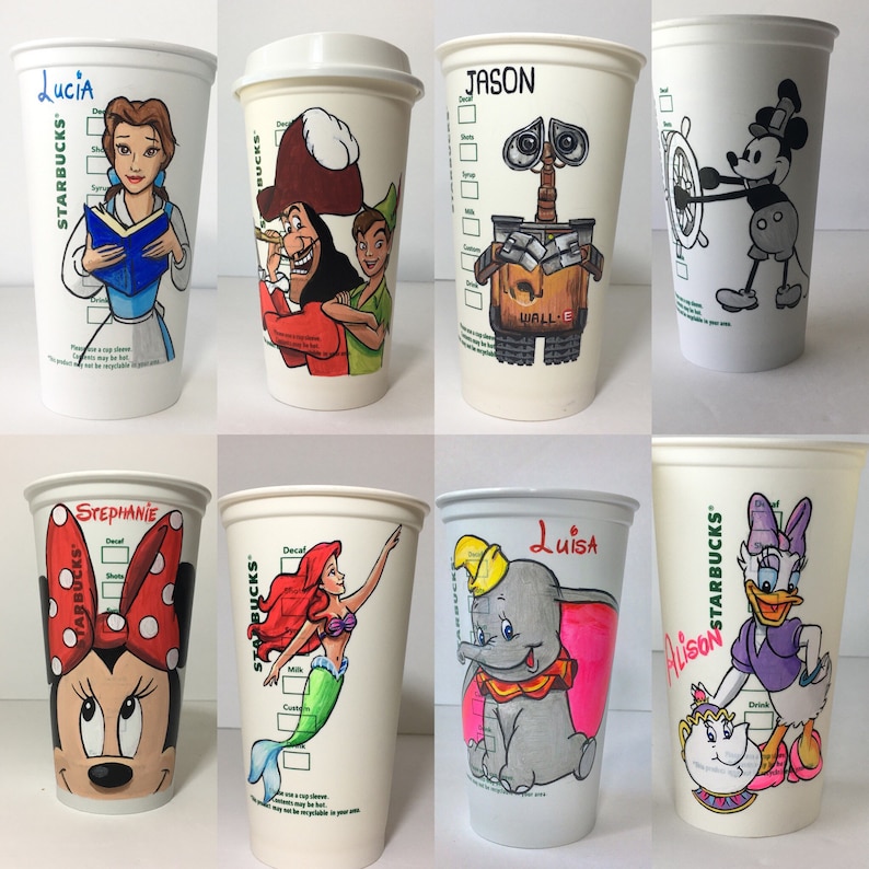 Hand Drawn Starbucks Reusable Cups Your choice of character s image 4