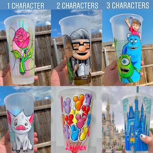 Hand Drawn Starbucks CLEAR Reusable Cups; Your choice of character (s)...NON seasonal designs only