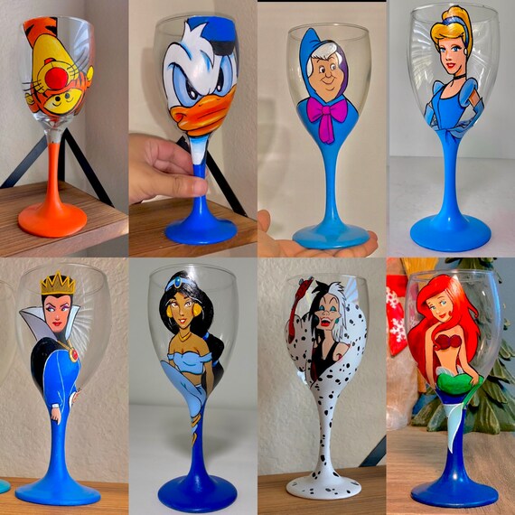 Hand Painted Disney Wine Glasses Of Your Choice!