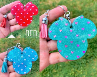 Hand Mickey Minnie Glitter Keychain