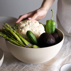 Handmade Stoneware Large Bowl: Ceramic Fruit/Mixing Bowl, Transparent Glaze