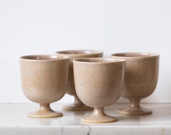 Handcrafted Ceramic Footed Goblet – Stoneware Wine & Tea Cup