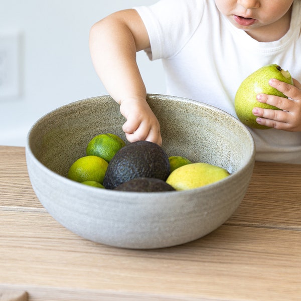 Grand bol en grès, poterie, bol à fruits, pièce maîtresse en céramique, bol en poterie, vaisselle, bol à dîner en céramique, bol à mélanger, cadeau de mariage