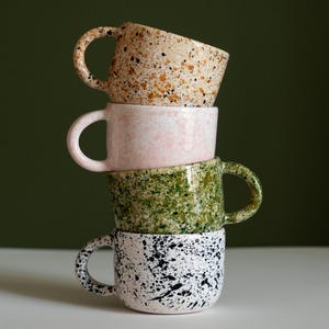 Hand-Painted Splatter Ceramic Mug – Stoneware Coffee Cup, Wheel Thrown Pottery Tea Mug