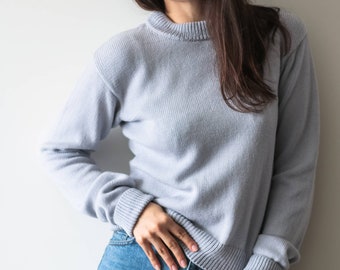 Basic Merino Wolle Rundhals Pullover | Strickpullover | Grauer Pullover | Pullover mit Rundhalsausschnitt | Pullover | Basic Pullover | Pullover für Frauen