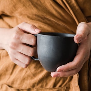 Ceramic Coffee Mug Pottery Coffee Mug Handmade Black Coffee Cup Handmade Coffee Mug Stoneware Latte Cup Coffee Gifts Black Tea Mug Pottery