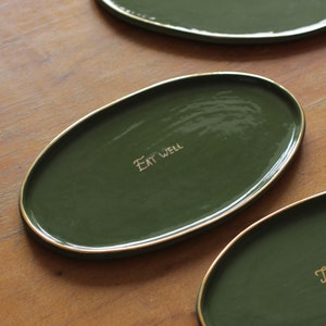 Personalized Wedding Platter Ceramic Platter Serving Platter with Gold Rim Oval Platter Custom Platter Cheese Platter Serving Tray Dish