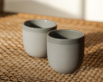 Handgemacht Grau Porzellan Espresso Tasse: Moderne Geschenk für Kaffee-Liebhaber