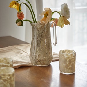 Glass Pitcher Hand Blown Water Pitcher Glass Water Pitcher Water Jug Hand Blown Glass Jug