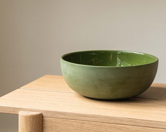 Salad Bowl Fruit Bowl Large Ceramic Bowl Pasta Bowl Pottery Dinnerware Large Bowl Ramen Bowl Green Housewarming Gift Anniversary Gift