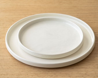 White Matte Stoneware Dinner Plate with Straight Sides Stoneware Dinnerware Handmade Stoneware Dish Ceramic Dinnerware Ceramic Dinner Plates