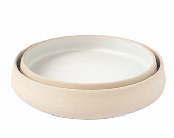 Handmade Stoneware Dinner Plate: High-Sided Organic Ceramic Dish