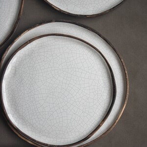 Handmade Stoneware Crackle Plate Stoneware Dinnerware Dinner Plate Handmade Ceramics Dish Pottery Organic Ceramic Dishes Plate Set