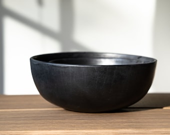 Black Stoneware Salad Serving Bowl Handmade Ceramics Black Handmade Stoneware Salad Serving Bowl Black Pottery Salad Bowl Large Salad Bowl