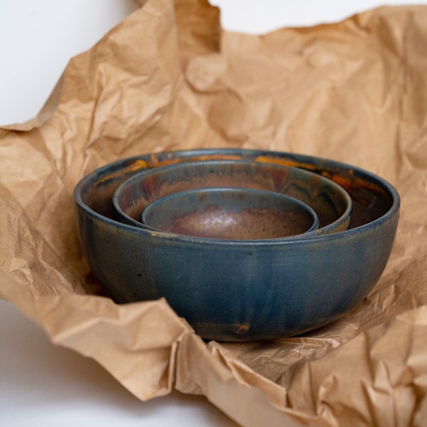 Rust Stoneware Salad Serving Bowl Wedding Gift Handmade Ceramic Salad Bowl Pottery Salad Bowl Large Salad Bowl