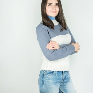 Crewneck Sweater with Contrasting Turtleneck Detail | Sweater for Women | Knit Sweater | White Sweater | Turtleneck Sweater | Sweaters