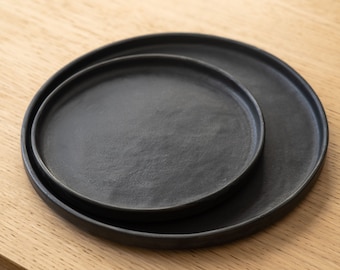 Black Stoneware Dinner Plates Black Dinnerware Dinnerware Set Dinner Plate Black Plate Stoneware Set Handmade Plates Dish Set