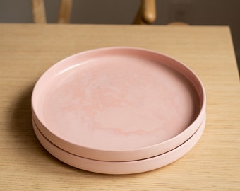 Dinner Plate Porcelain Dinner Powder Pink Plate Ceramic Dinnerware Handmade Ceramic Dish Ceramic Dinnerware Ceramic Wedding Plate