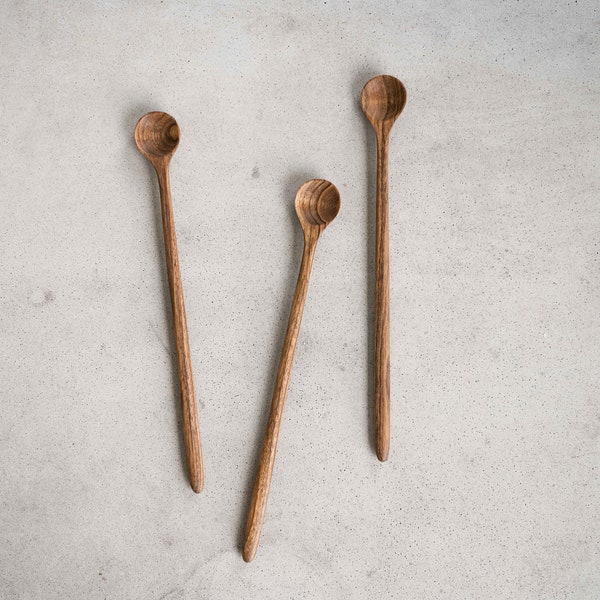 Hand Carved Long Coffee Spoon Walnut Wood Wooden Spoon Coffee Spoon Hand Carved Wooden Spoon Walnut Long Coffee Spoon