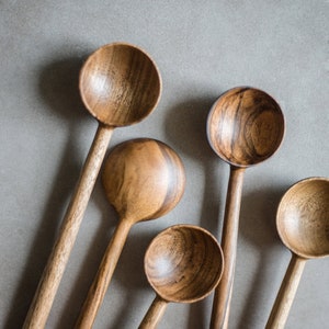 Hand Carved Big Coffee Spoon | Walnut Wood | Coffee Lover Gift | Hand Carved Wooden Coffee Spoon | Long Coffee Spoon | Wooden Utensils