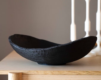 Large Fruit Bowl Wood Bowl Wedding Gift Black Fruit Bowl Wabi Sabi Wood Salad Bowl Serving Wood Bowl Wooden Bowl Large Black Centerpiece