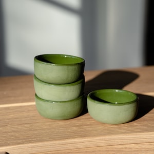 Handmade Porcelain Mini Bowl Sauce Dish Green Stoneware Dinnerware Pinch Bowl Spice Dish Small Serving Bowl Condiment Bowl Dish Pottery