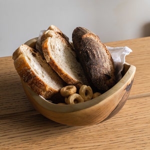 Handmade Walnut Wood Bowl: Small Bread & Salad Serving Bowl