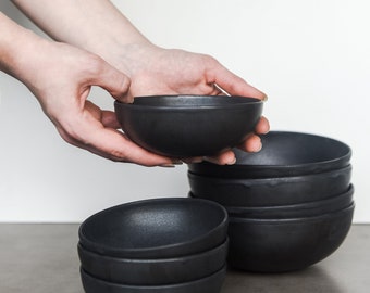 Black Stoneware Matte Mini Bowl | Ceramic Dinnerware | Ceramic Bowl |Black Stoneware Dinnerware |Stoneware Dish |Black Dinnerware