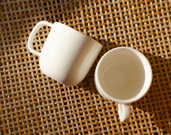 Handmade Porcelain Coffee Mug: White Ceramic Tea Cup
