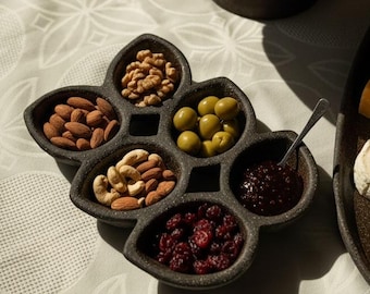 Handmade Stoneware Serving Dish PUMPERNICKEL Chip & Dip Bowl Ceramic Bowl