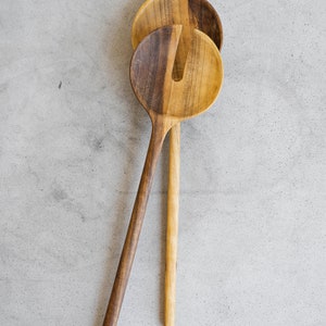 Wooden 2-Piece Salad Serving Set Wooden Salad Servers Wood Salad Serving Set Hand-Carved Wood Spoons Kitchenware image 4