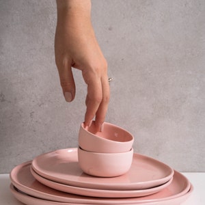 Handmade Porcelain Mini Bowl Sauce Dish Powder Pink Stoneware Dinnerware Pinch Bowl Spice Dish Small Serving Bowl Condiment Bowl Dish image 8