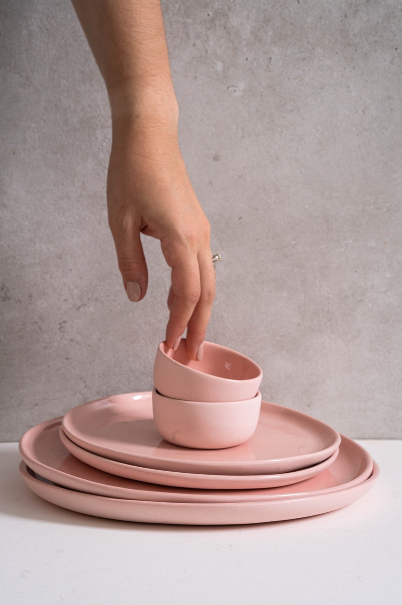 Handmade Porcelain Mini Bowl Sauce Dish Powder Pink Stoneware Dinnerware Pinch Bowl Spice Dish Small Serving Bowl Condiment Bowl Dish image 8