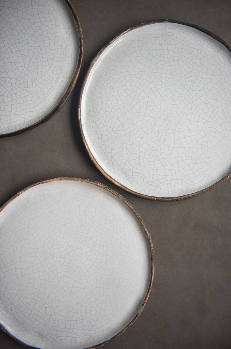 Handmade Stoneware Crackle Plate Stoneware Dinnerware Dinner Plate Handmade Ceramics Dish Pottery Organic Ceramic Dishes image 5