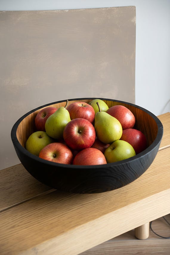 Extra Large Charred Wood Bowl: Ash Wood, Rustic Centerpiece