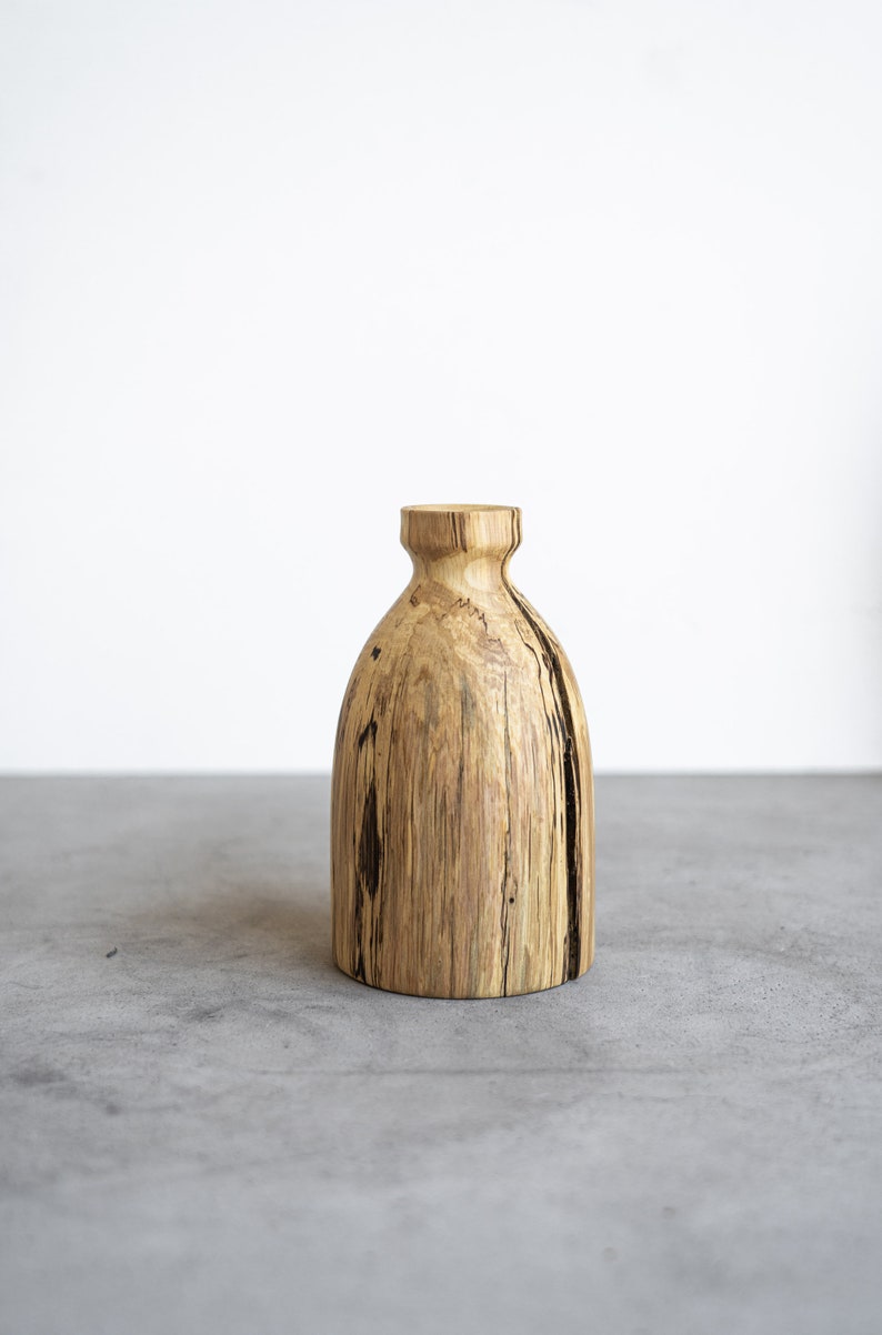 Wood Vase Bud Vase Wooden Vase Decorative Vase Dry Flower Vase Table Vase Hand Carved Wood Vase Natural Wood Vase image 7