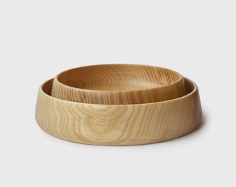 Hand-Carved Wooden Plate with High Sides