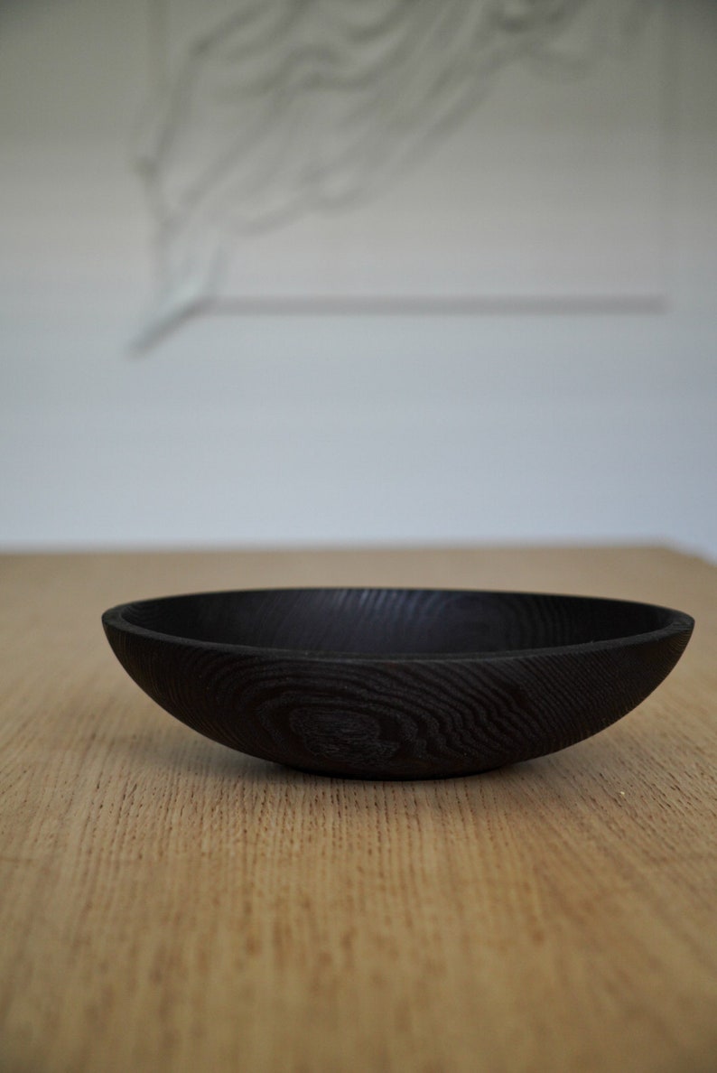 Large Wood Bowl Wedding Gift Black Fruit Bowl Wood Dough Bowl Wood Salad Bowl Serving Wood Bowl Wooden Bowl Large Black Centerpiece Bowl image 5