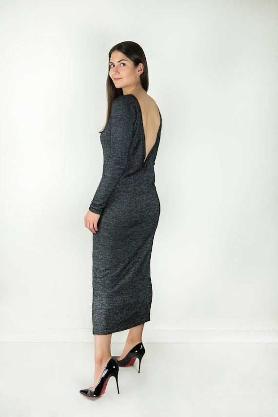 open back knit dress Sleeveless Open Back Knit Bodycon Maxi Dress Multicolor / M